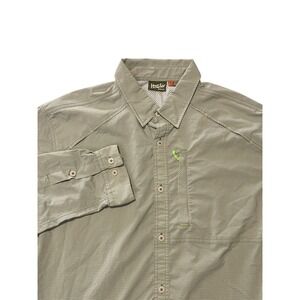 Howler Brothers Mens Vented Fishing Shirt Tan Micro Check Long Sleeve Size L